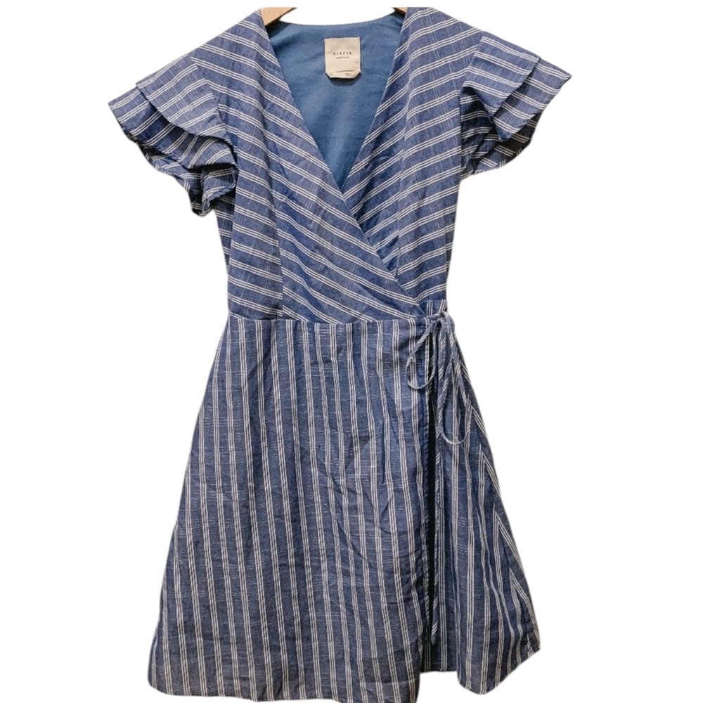 Harper Heritage - Blue & White Striped Wrap Dress